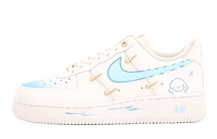 Nike Nike Air Force 1 Coverage Abrasion Resistant Coverage Abrasion Resistant Low top Skateboard Shoes Women's White Blue