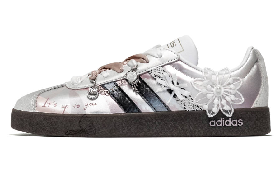 Adidas Adidas VL COURT 2.0 Mesh Texture, Floral Lining Leather Abrasion Resistant Lightweight Slip Resistant