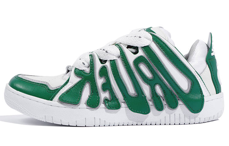 OLD ORDER Skater 001 Og Sneaker Series Top Grain Cow Leather Stylish Skateboarding Shoes Unisex White Green