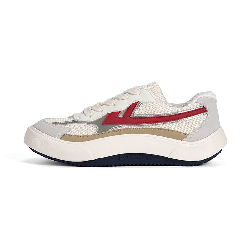 Warrior Slip Resistant Abrasion Resistant Low top Skateboard Shoes Unisex Beige Red