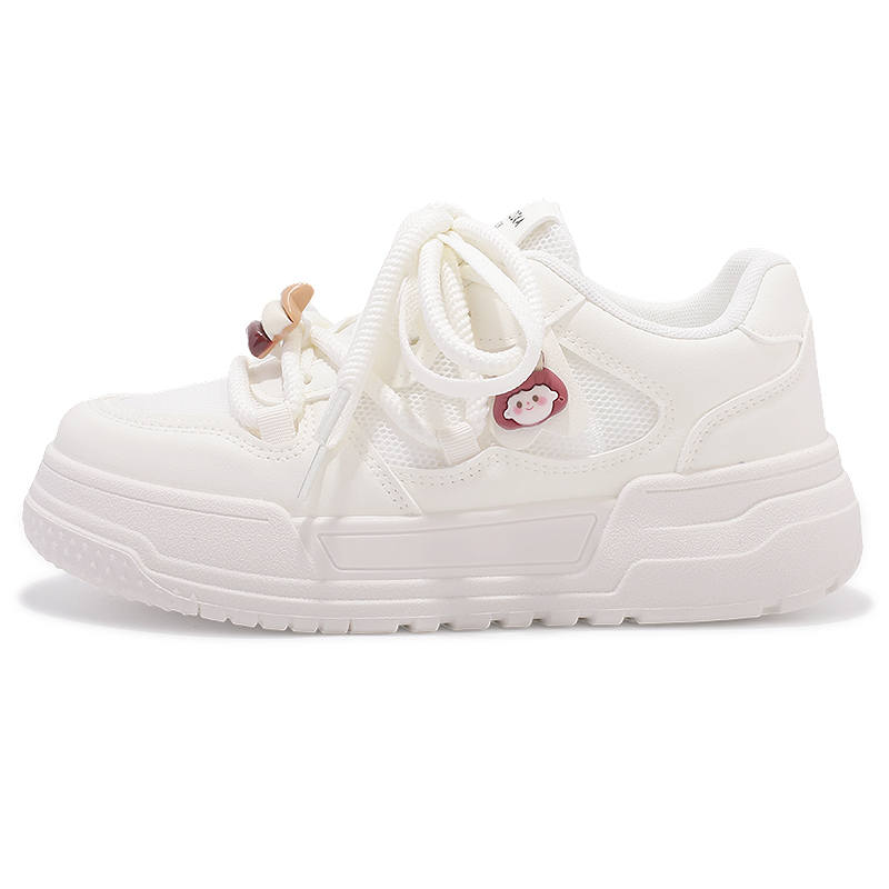SHENLINSEN Pu Slip Resistant Abrasion Resistant Slip Resistant Abrasion Resistant Low top Skateboard Shoes Women's Ecru