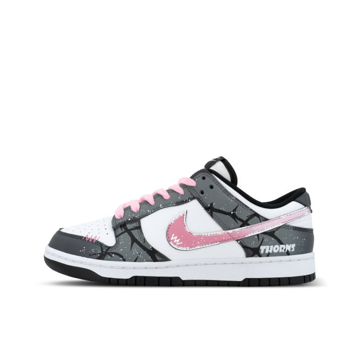 Nike Nike Dunk Panda, Dark Night Thorn Low top Skateboard Shoes Unisex Black Pink