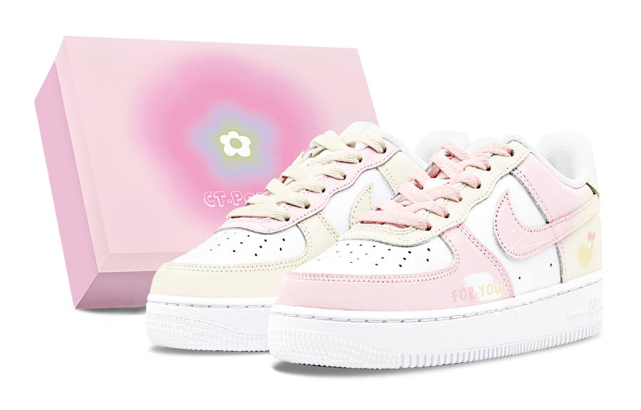Nike Nike Air Force 1 Air Force 1 Abrasion Resistant Abrasion Resistant Low top Skateboard Shoes Women's Pink Yellow
