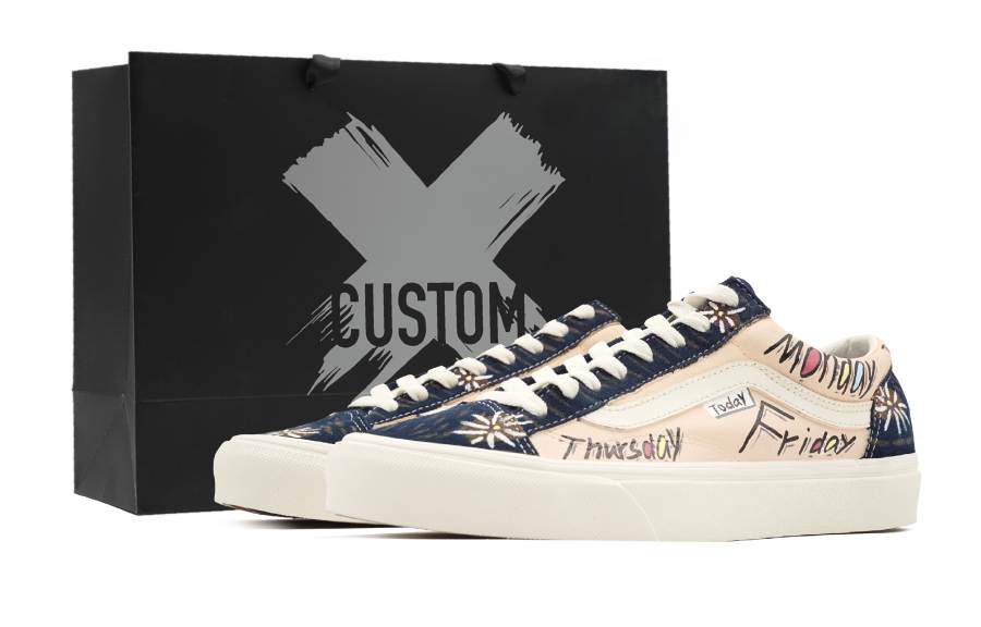 Vans Style 36 Small Daisy, Vintage Canvas Abrasion Resistant Low top Skateboard Shoes Unisex Apricot