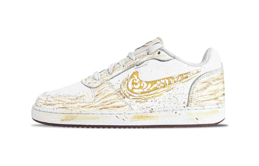 Nike Nike EBERNON Abrasion Resistant Low top Skateboard Shoes Men's White Gold