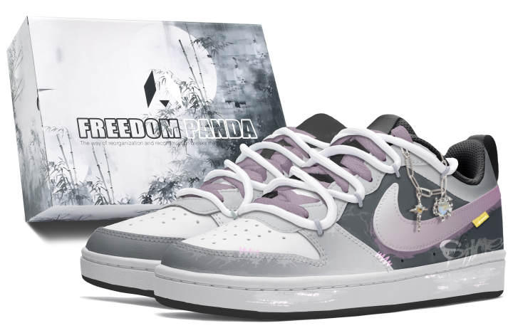 Nike Nike Court Borough Slip Resistant Cushioning Abrasion Resistant Low top Skateboard Shoes GS Gray Pink