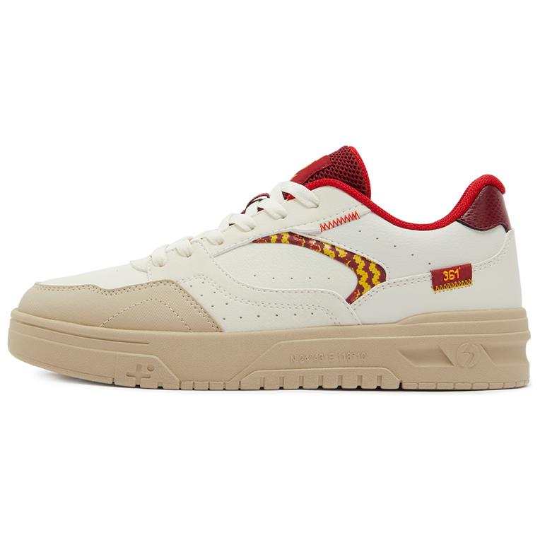 361° Coverage Slip Resistant And Abrasion Resistant Low top Skateboard Shoes Men's Beige Red