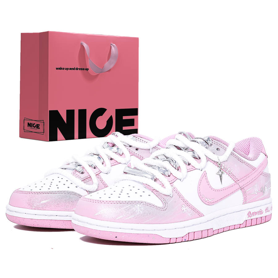 Nike Nike Dunk Abrasion Resistant Low top Skateboard Shoes Women's Silver Pink