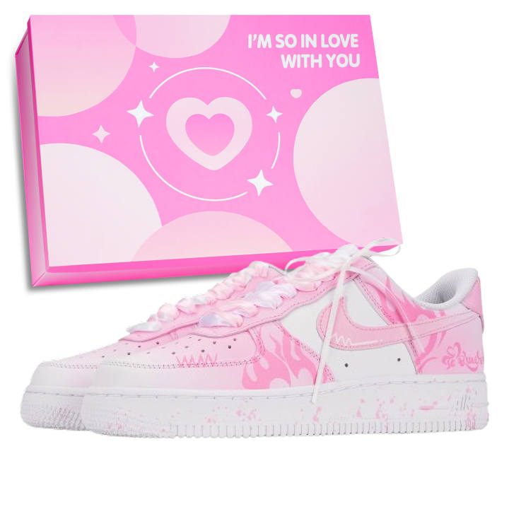 Nike Nike Air Force 1 Pink Flame Dance Abrasion Resistant Low top Skateboard Shoes Unisex Pink