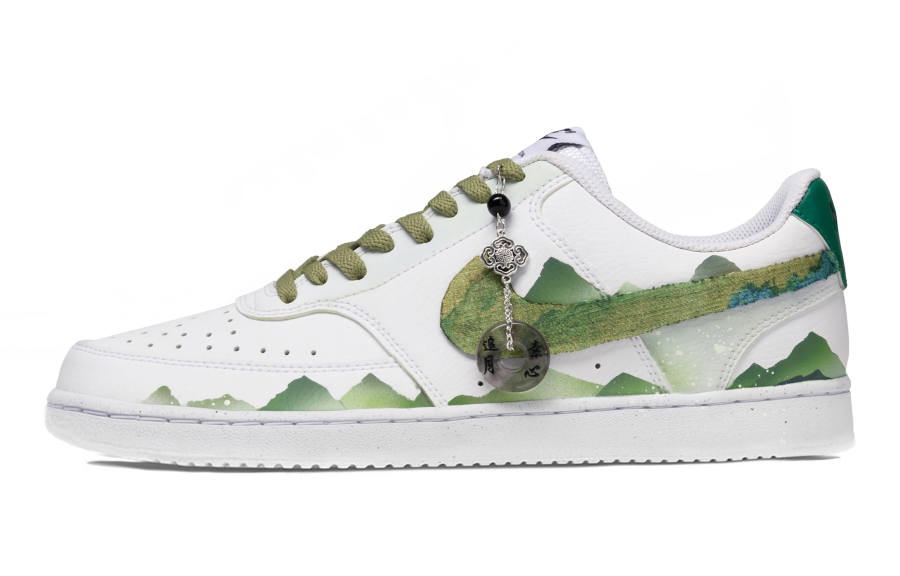 Nike Nike Court Vision 1 Deep In The Mountains Abrasion Resistant Low top Skateboard Shoes Men's White Green