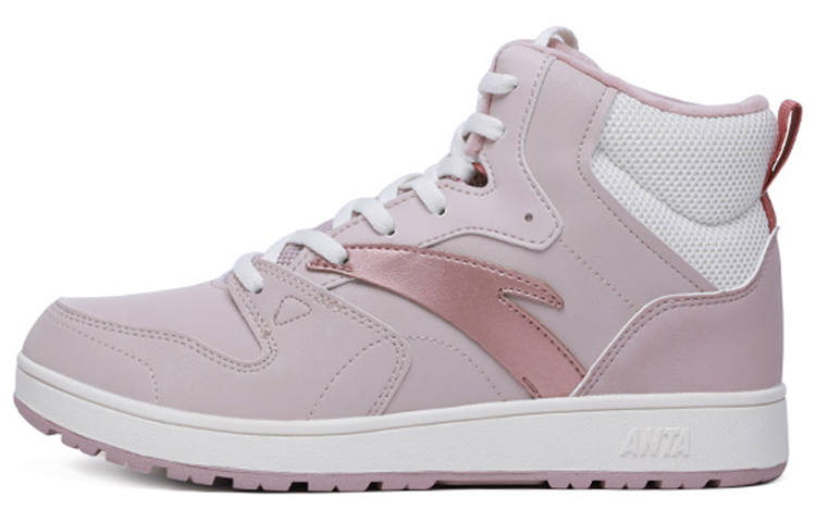Anta Casual High top Skateboard Shoes Women's Gray Pink White