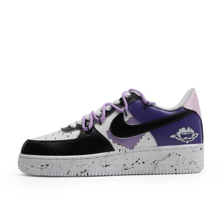 Nike Nike Air Force 1 Purple Black Electronics Patent Leather Low top Skateboard Shoes Unisex Purple