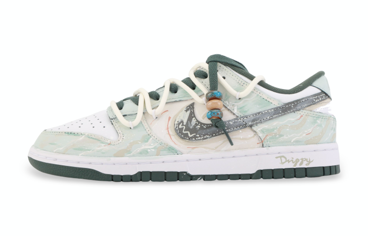 Nike Nike Dunk Drippy Mountains And Seas Abrasion Resistant Low top Skateboard Shoes Unisex Light Green