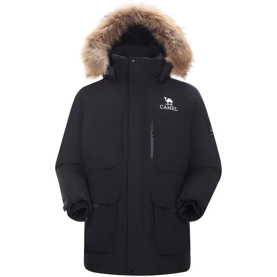 CAMEL CAMEL Down Jackets Unisex Fur Collar Moderate