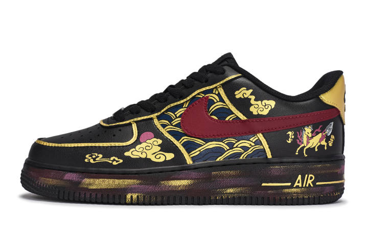Nike Nike Air Force 1 07 811 Manufacturing, Grade 9 Replacement Parts Low top Skateboard Shoes Men's Black Gold Red