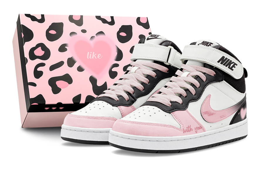 Nike Nike Court Borough 2 Couple's, Pink Mist Black Cherry, Refreshing, Sweet Style, Girly Abrasion Resistant