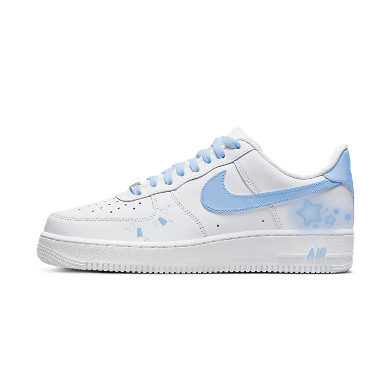 Nike Nike Air Force 1 Cow Leather Slip Resistant Abrasion Resistant Low top Skateboard Shoes Women's Blue White
