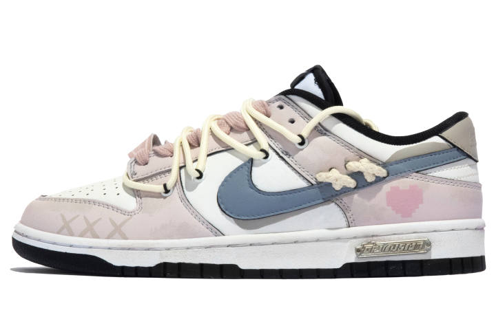 Nike Nike Dunk Leather Low top Skateboard Shoes Unisex Blue Pink White