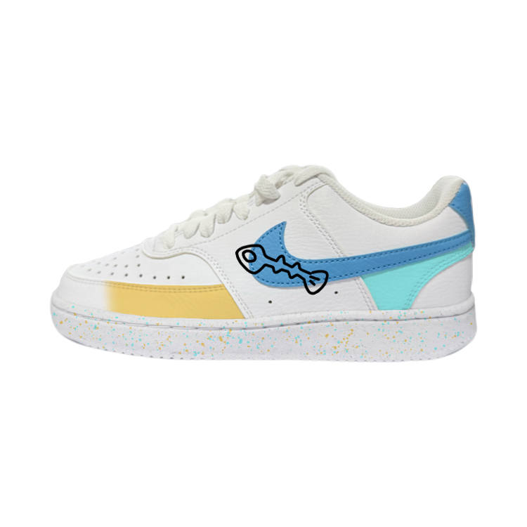 Nike Nike Court Vision 1 Pudding Fish Low top Skateboard Shoes Women's White Blue Orange