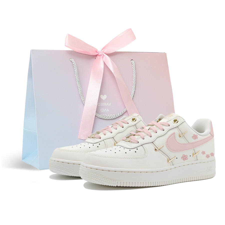 Nike Nike Air Force 1 Cherry Blossom Girlish, Shopping Bag Abrasion Resistant Low top Skateboard Shoes Women's Pink