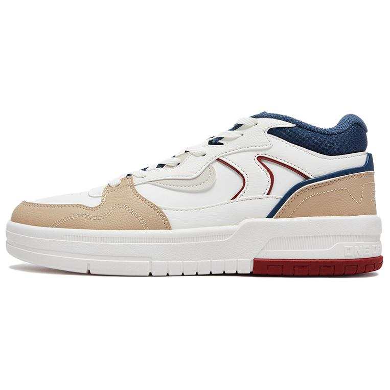 361° Slip Resistant Abrasion Resistant High top Skateboard Shoes Men's White Beige Blue