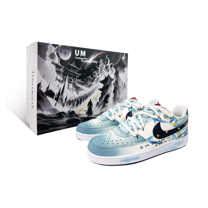 Nike Nike Court Vision 1 Dreamy Starry Sky SBOX Coverage Low top Skateboard Shoes Men's Blue