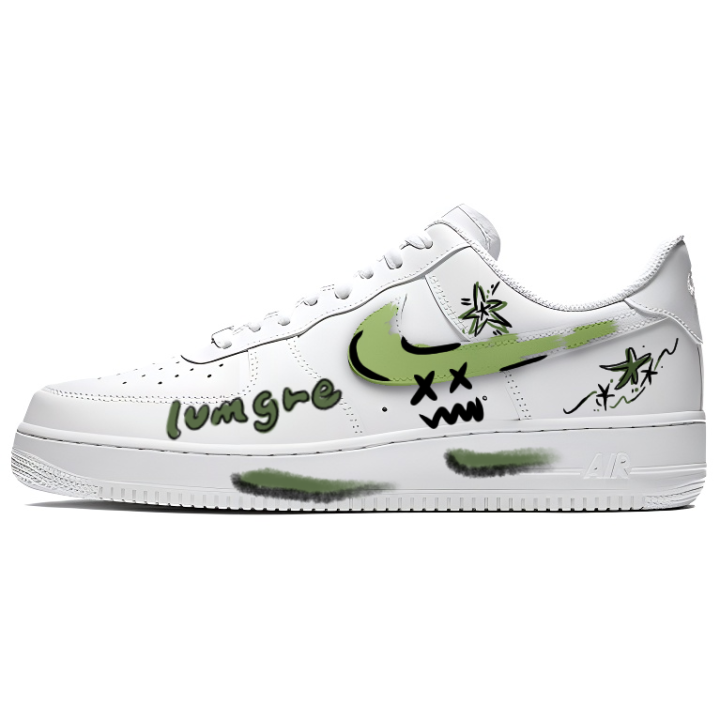 Nike Nike Air Force 1 Green Star Planet Coverage Cushioning Abrasion Resistant Low top Skateboard Shoes Unisex Green