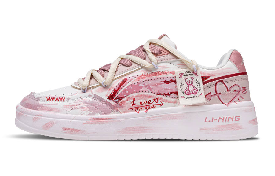 Li-Ning Li Ning Sourdough Slip Resistant And Breathable Low top Skateboard Shoes Women's Pink White