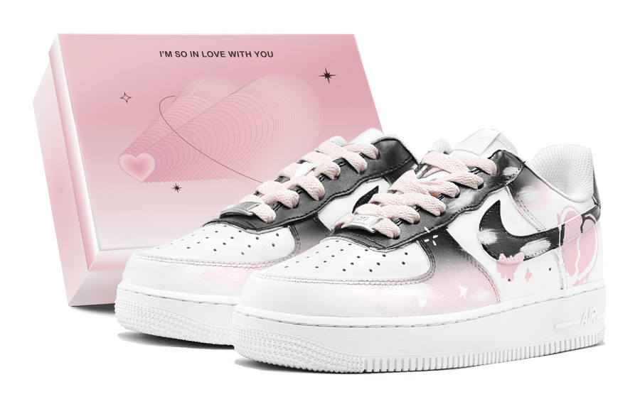 Nike Nike Air Force 1 GS Couple's, Romantic Favor, Sweet Love, Girly Pink, Heart, Graffiti Low top Skateboard Shoes Women's