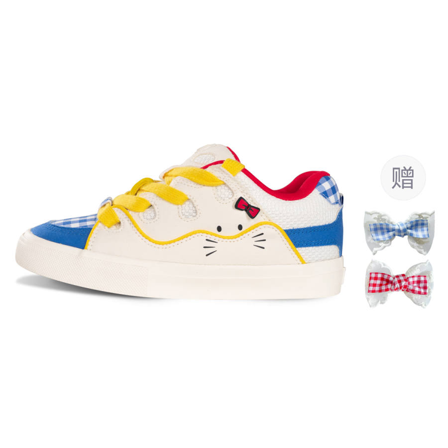 Ollieskate Color Block Patchwork, Kitten Bowknot, Cute And Versatile Slip Resistant Cushioning Abrasion Resistant