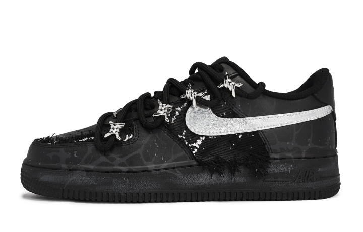 Nike Nike Air Force 1 07 811 Manufacturing, Thorn Lock Low top Skateboard Shoes Women's Black Silver