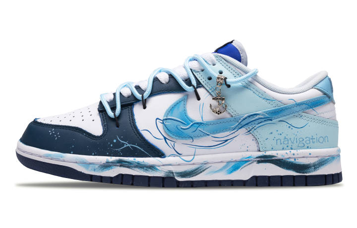 Nike Nike Dunk Slip Resistant Low top Skateboard Shoes Men's White Blue
