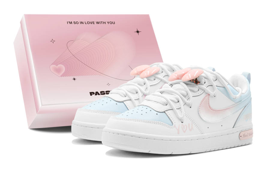 Nike Nike Court Borough Maris Sal Love, Girlish Style, English Graffiti Slip Resistant Slip Resistant Low top