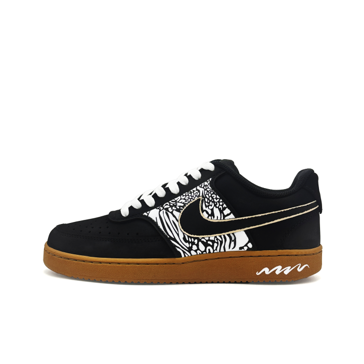 Nike Nike Court Vision 1 White Spots Cushioning, Wear Resistant Low top Skateboard Shoes Men's Black White