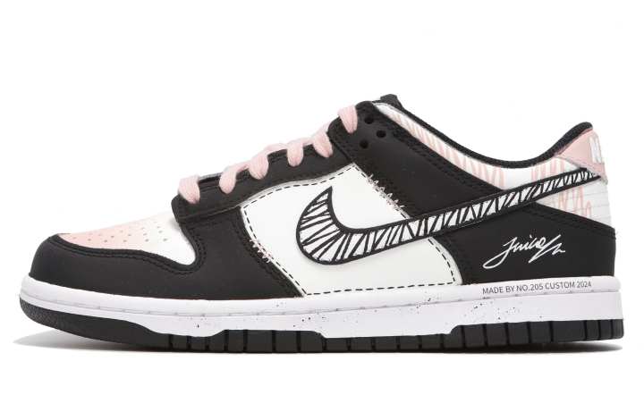 Nike Nike Dunk Abrasion Resistant Abrasion Resistant Low top Skateboard Shoes Unisex Black Pink White