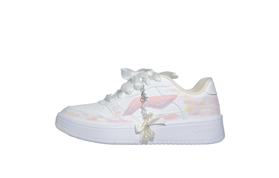 Li-Ning Li Ning Floating Boat Synthetic Leather Cushioning, Wear Resistant Low top Skateboard Shoes Women's White