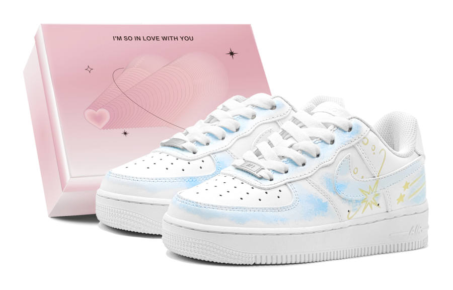 Nike Nike Air Force 1 Air Force 1, Couple's, Romantic Treatment, Starry Spiral Light, Shooting Stars, Graffiti Low top