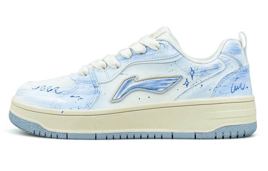 Li-Ning Li Ning Tianji Soft Slip Resistant Abrasion Resistant Low top Skateboard Shoes Women's Light Blue