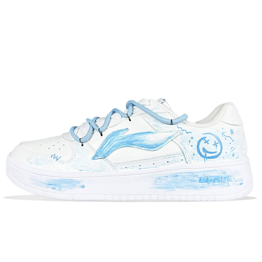 Li-Ning Li Ning Floating Boat Cushioning Abrasion Resistant Breathable Low top Skateboard Shoes Men's Blue White