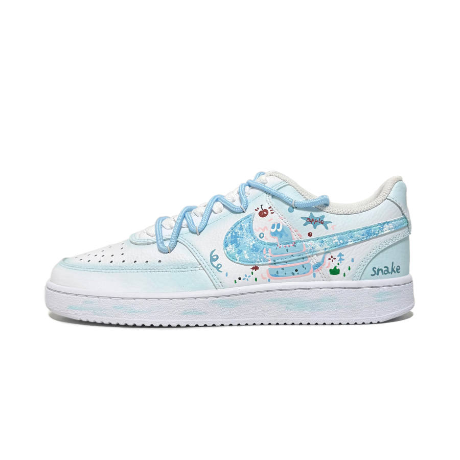Nike Nike Court Vision 1 Slip Resistant Cushioning Low top Skateboard Shoes Unisex Lake Blue
