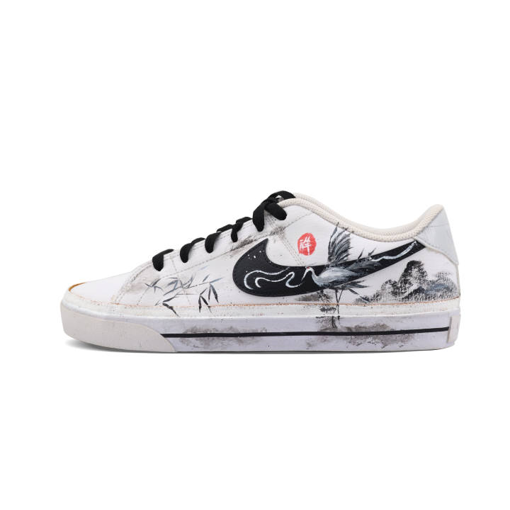 Nike Nike Court Legacy Auspicious Clouds Wild Crane Textile, Synthetic Leather Abrasion Resistant Low top Skateboard Shoes
