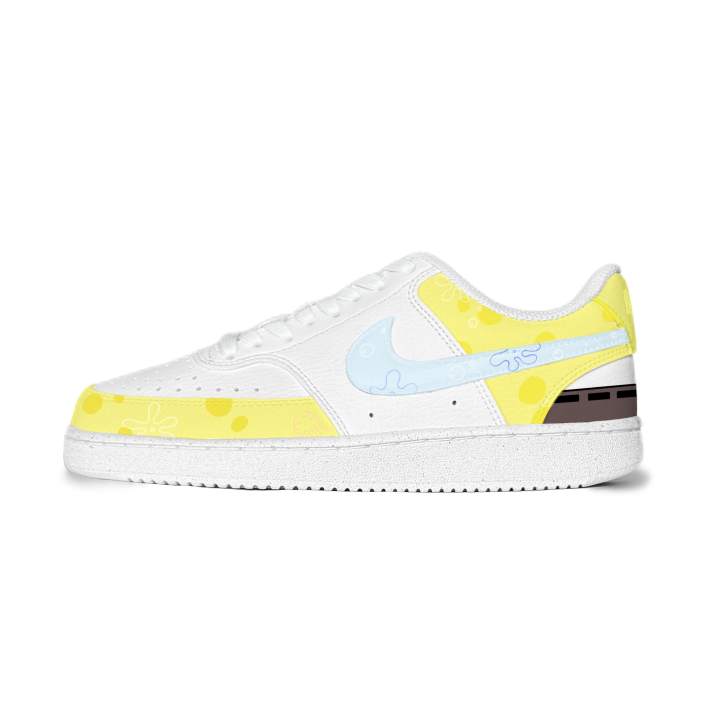 Nike Nike Court Vision 1 Lightweight And Breathable Low top Skateboard Shoes Unisex White Yellow Blue