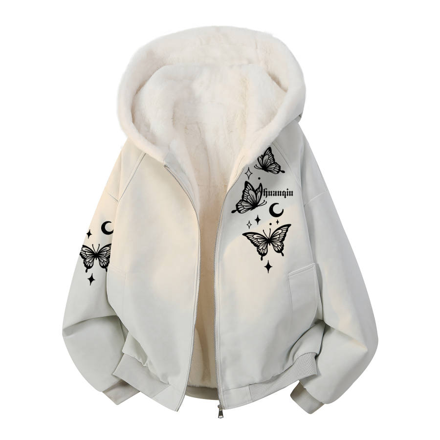 HUANQIU Puffer Jackets Unisex Hooded Fleece Lined Puffer Jacket