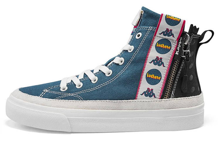 Kappa PLAYER Canvas Non slip Lightweight High top Skateboard Shoes Unisex Blue Black