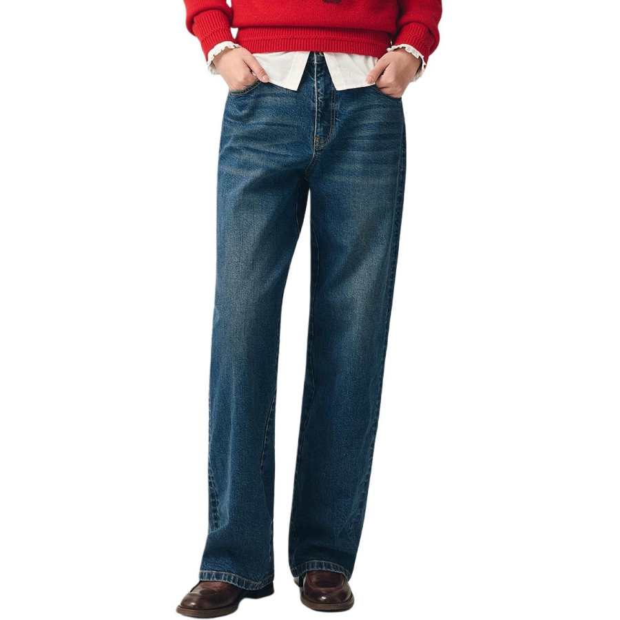 Teenie Weenie Year Of The Horse Collection Jeans Women's Dark Blue Moderate Straight Fit Pants