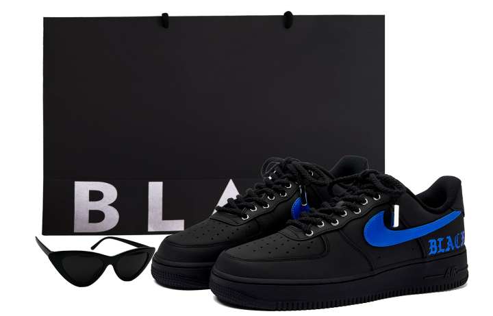 Nike Nike Air Force 1 Low top Skateboard Shoes Unisex Black Blue