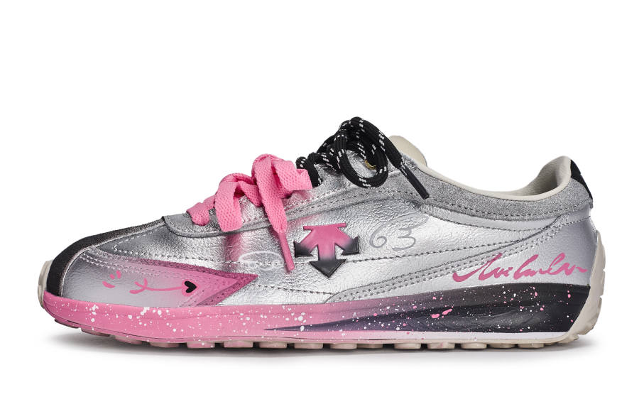 DESCENTE Cron Racer Walking Planet, Cupid's Mark Low top Skateboard Shoes Unisex Black Pink Silver