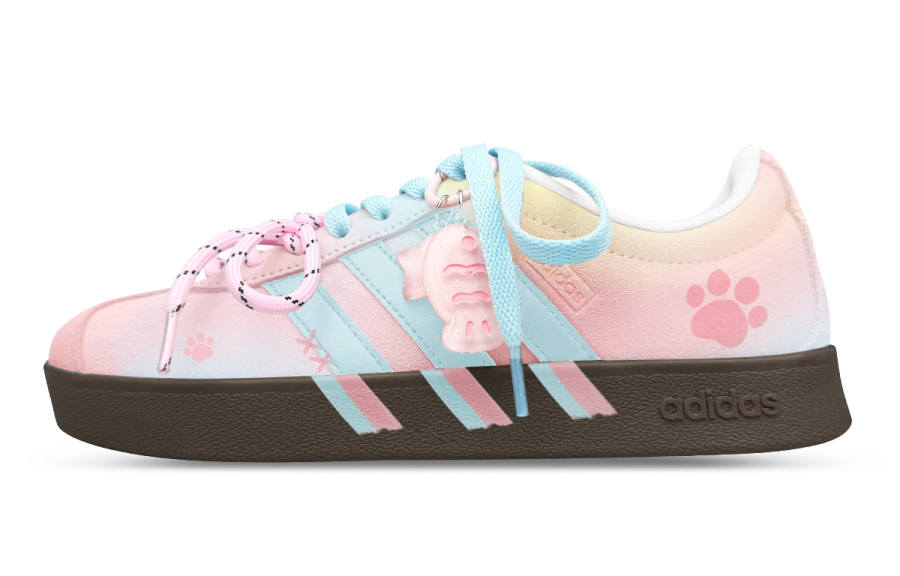 Adidas Adidas VL COURT 2.0 Cushioning, Wear Resistant Low top Skateboard Shoes Unisex Pink Blue