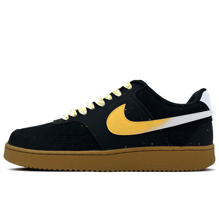 Nike Nike Court Vision 1 Gold Scratches Synthetic Leather Abrasion Resistant Low top Skateboard Shoes Men's Gold