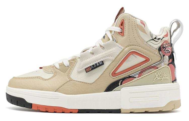 XTEP Slip Resistant Abrasion Resistant High top Skateboard Shoes Men's Brown White